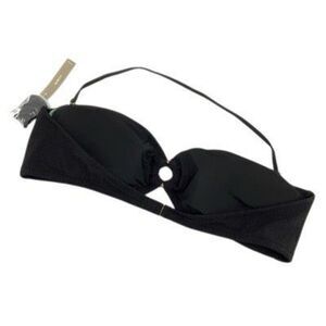 J. Crew Black Heritage Textured O-Ring Bandeau Bikini Top Swimsuit Size 3X NWT